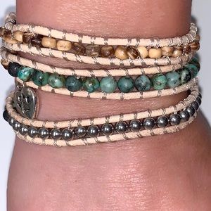 Leather HeartWrap Bracelet w/African Turquoise